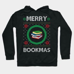 Merry Bookmas Christmas Knitted Texture for Book Readers Hoodie